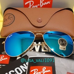 💙RayBan Aviator Blue Mirror Flash RB3025 NEW